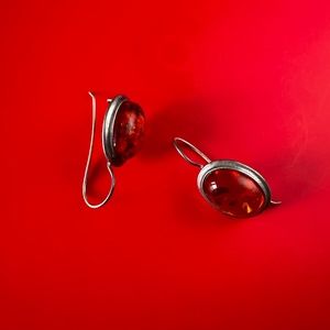 SS & AMBER EARRINGS